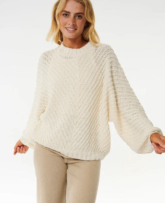 Ripcurl Classic Surf Knit Crew in bone colourway