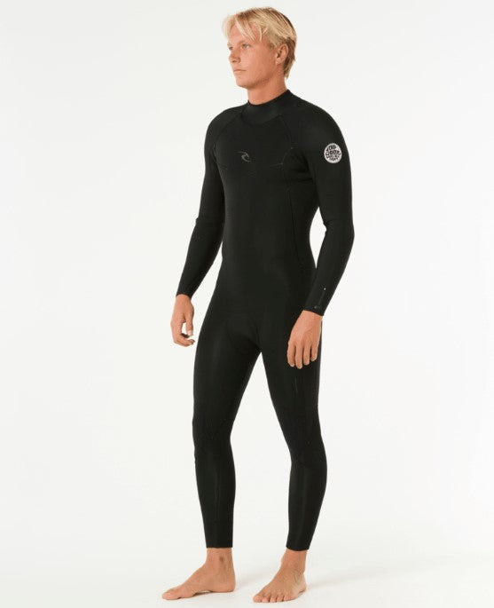 Rip Curl Dawn Patrol 4/3mm Back Zip Wetsuit in black from front