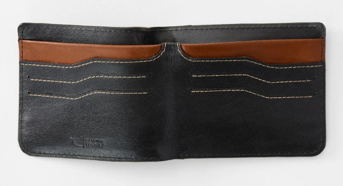 Rip Curl Dosed RFID Slim Leather Wallet in black showing inside
