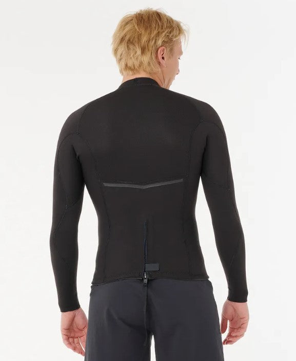Rip Curl E-Bomb 1.5mm Long Sleeve Wetsuit Jacket in black from rear
