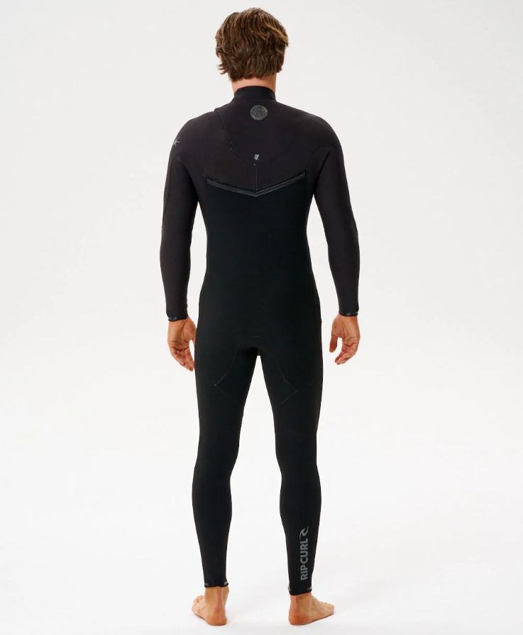 Rip Curl E Bomb 3/2mm Chest Zip Wetsuit in black from the rear