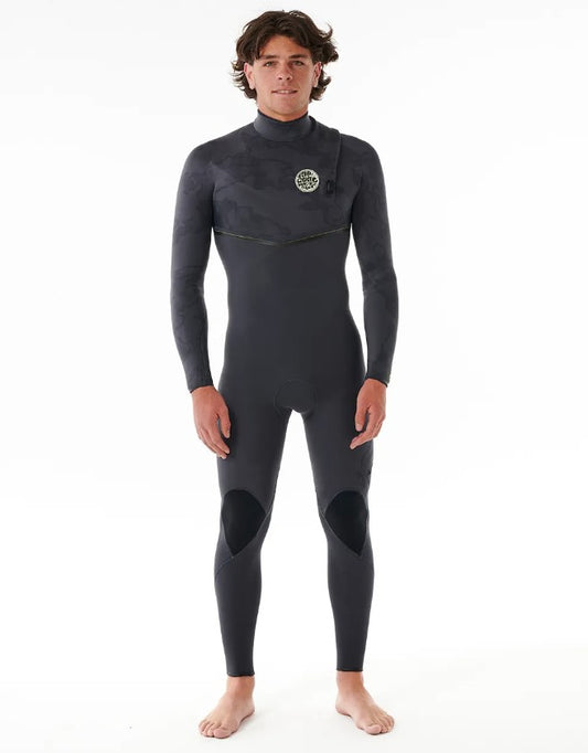 Rip Curl E Bomb 4/3mm Z/Free Wetsuit in charcoal with camo colourway