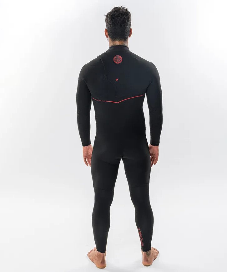 Rip Curl FBomb Fusion 4/3 Wetsuit from back on Gabriel Medina in black