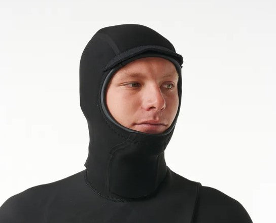 Rip Curl Flashbomb Fusion 3mm GBS Wetsuit Hood in black from front