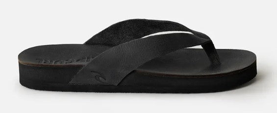 Rip Curl Freedom Leather Bloom Open Toe Jandals in black from a side view