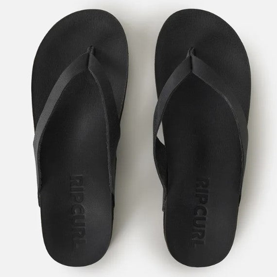 Rip Curl Freedom Leather Bloom Open Toe Jandals in black showing a pair from above