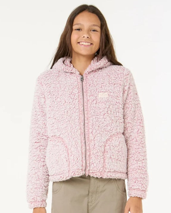 Rip Curl Girls Dark N Stormy Zip Through Hoodie in pink