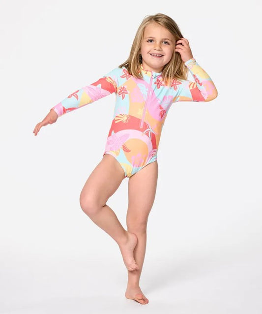 Rip Curl Girls Island Days Long Sleeve Surfsuit in multi colour