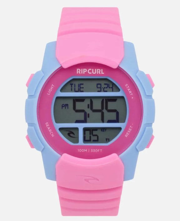 Rip Curl Mission Girls Digital Watch in pink with light blue trim