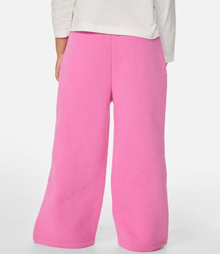 Rip Curl Girls Surf Puff Wide Leg Trackpants in pink from rear