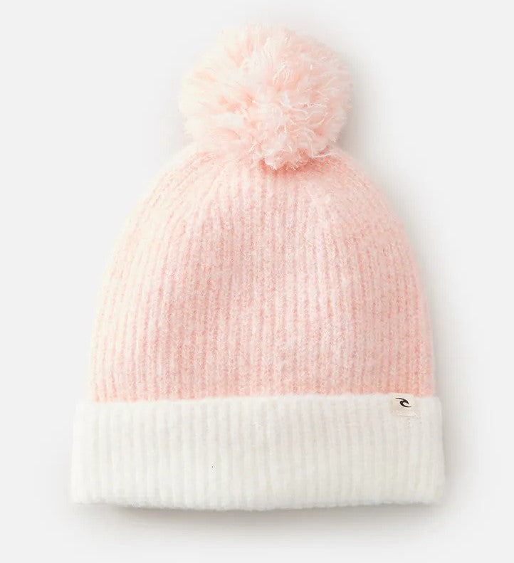 Rip Curl Girls 2 Tone Reg Pom Pom Beanie in peach