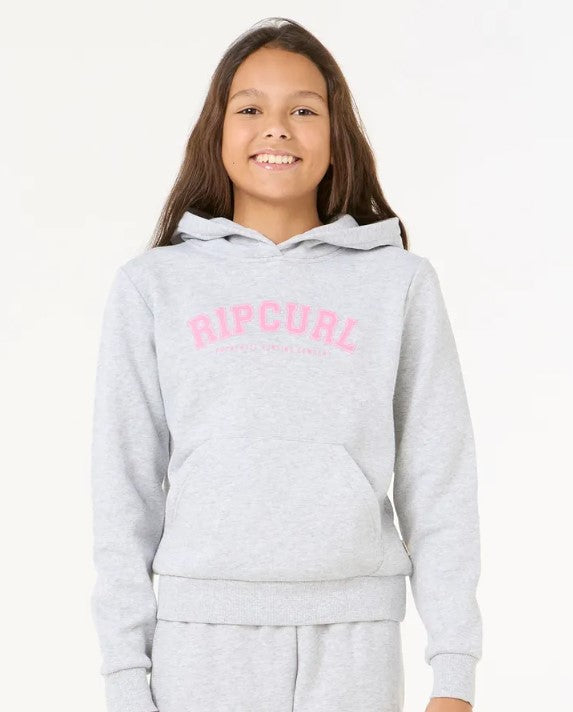 Rip Curl Girls Varsity Print Hoodie in grey marle colourway