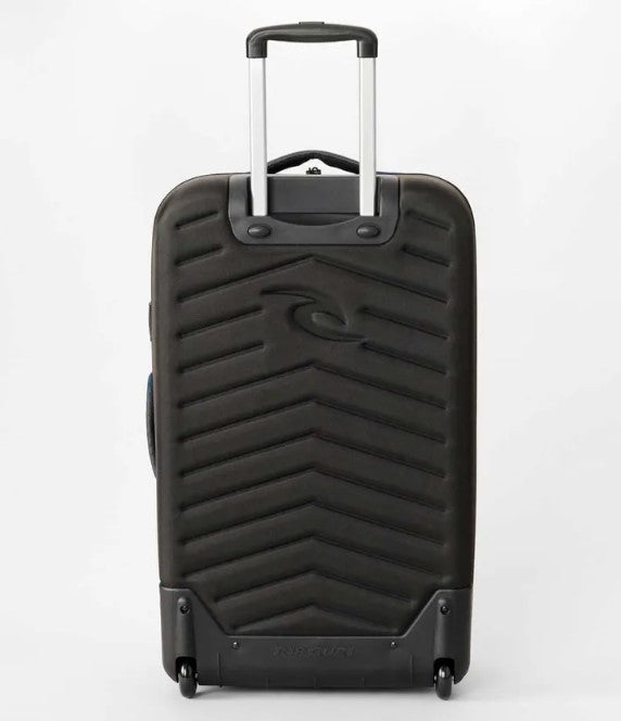 Rip Curl F-Light Global 100 Litre Search Travel Bag in light navy with wite trim and black base showing black base view
