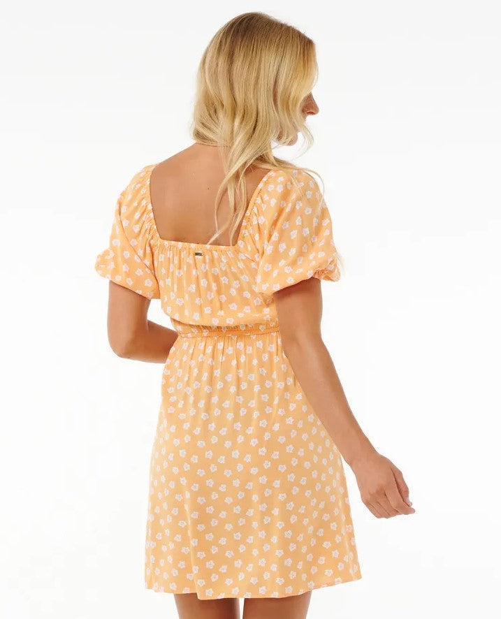 Rip Curl High Tide Ditsy Mini Dress in color peach back veiw