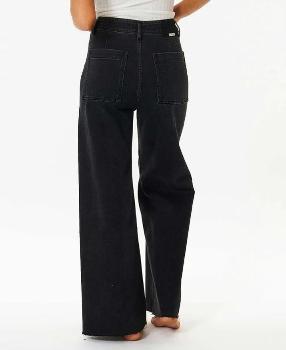 Rip Curl Holiday Denim Womens Jeans in washed black from rear