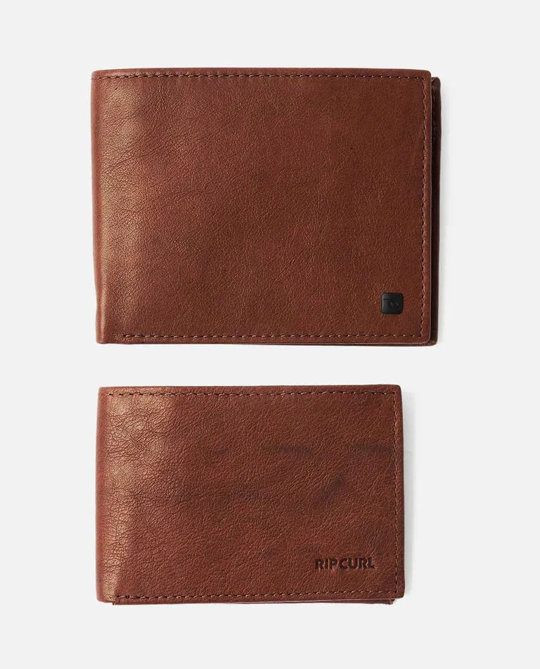 Rip Curl K-Roo RFID 2 In 1 Leather Wallet in brown