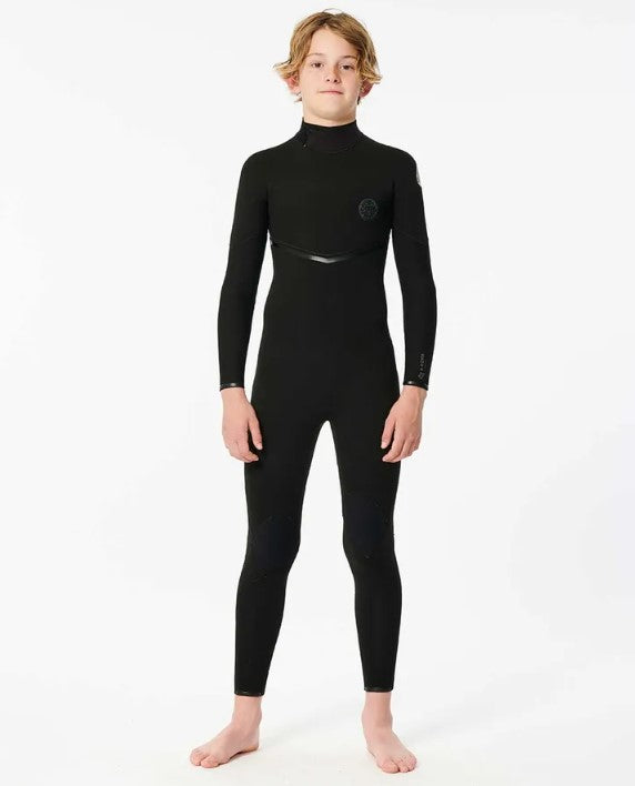 Rip Curl Kids E-Bomb 4/3mm BZ GBS Wetsuit in black from front