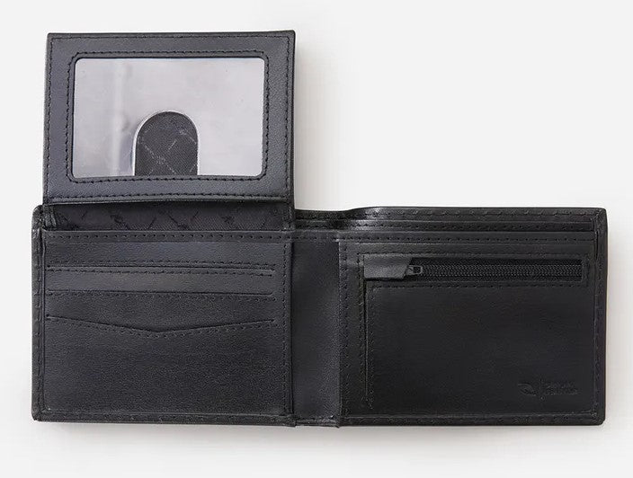 Rip Curl Marked RFID All Day Leather Wallet in black showing inside