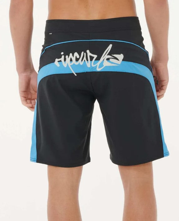 Rip Curl Mirage Medina 20" Boardshorts in black with blue and white detail from rear view