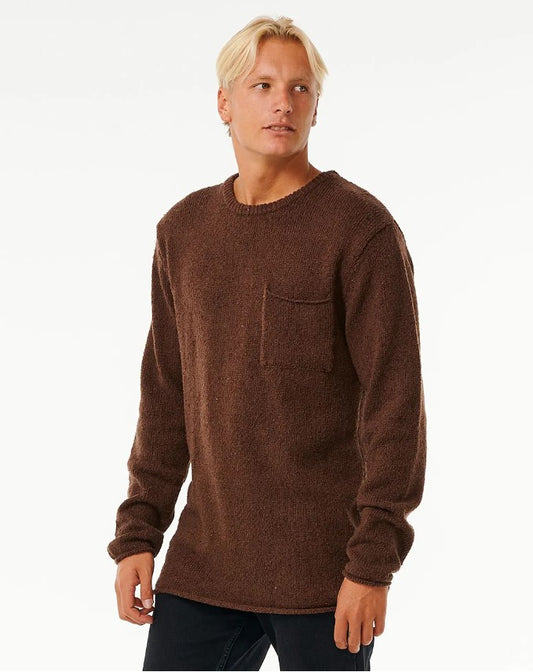 Rip Curl Neps Knit Crew in chocolate