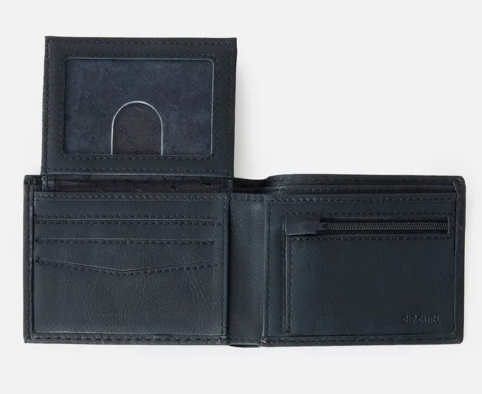 Rip Curl Patched All Day PU Wallet in black showing inside the wallet