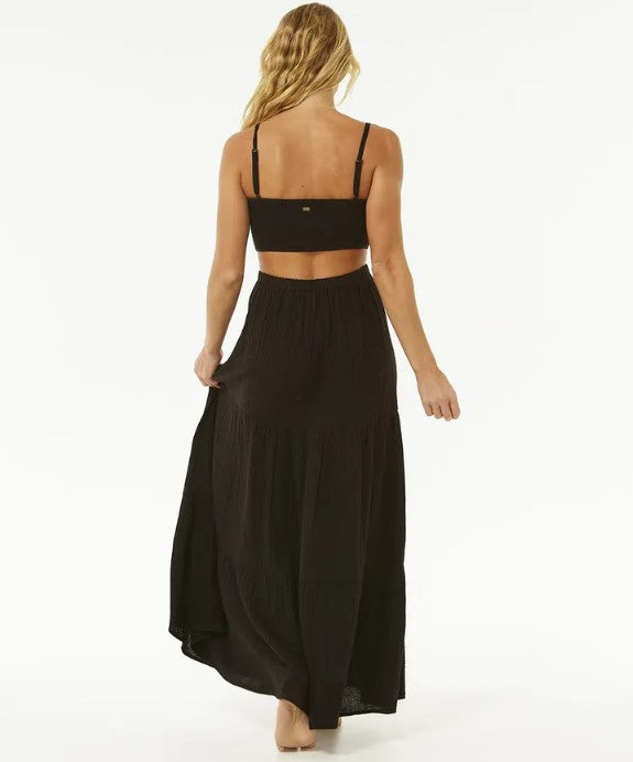 Rip Curl Premium Surf Maxi Dress in black from the rear