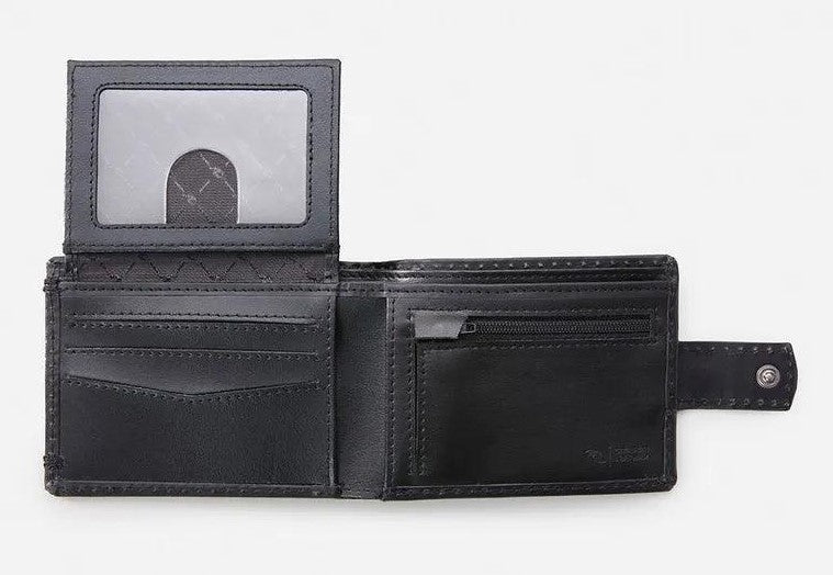 Rip Curl Pumped Clip RFID All Day Leather Wallet in black from inside
