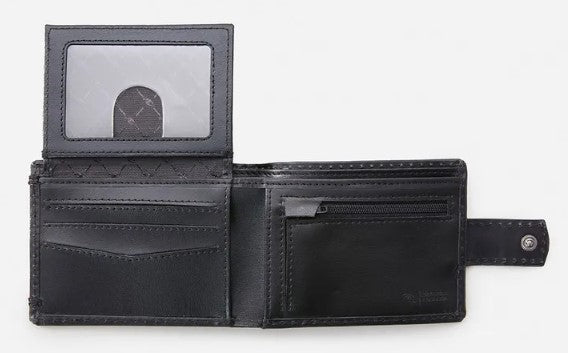 Ripcurl Pumped Clip RFID All Day Wallet in black leather from inside