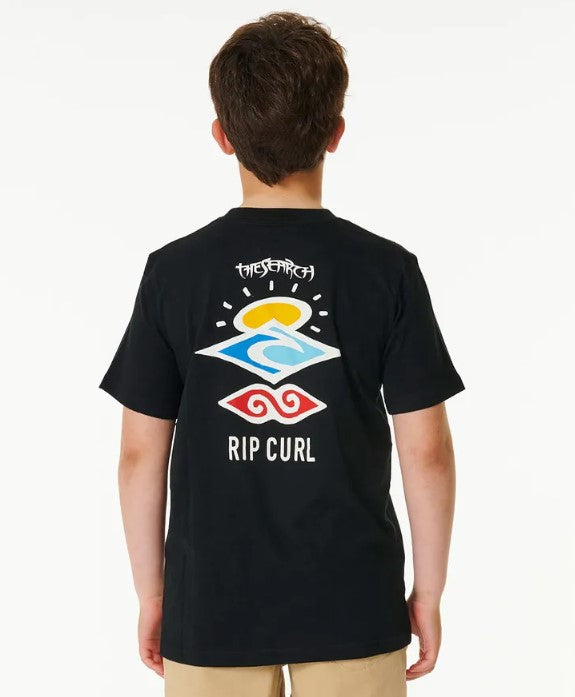 Rip Curl Search Icon Boys T-Shirt in black from rear