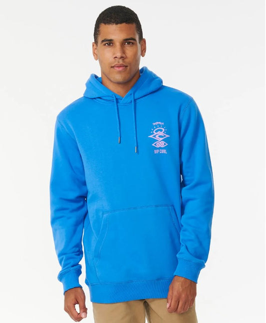 Rip Curl Search Icon Hoodie  in cobalt blue on model from front
