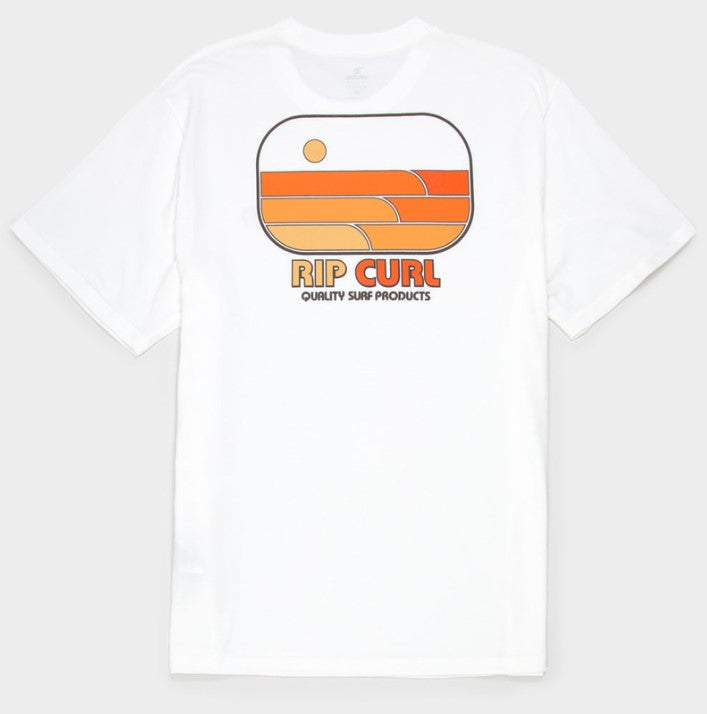 Rip Curl Surf Revival Lined Up Tee in bone from rear