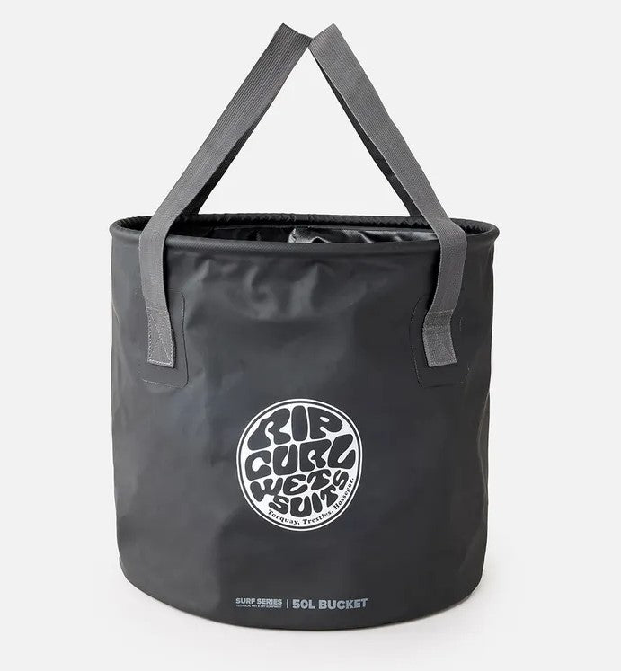 Rip Curl Surf Series 50 Litre Surf Bucket in black with grey handles