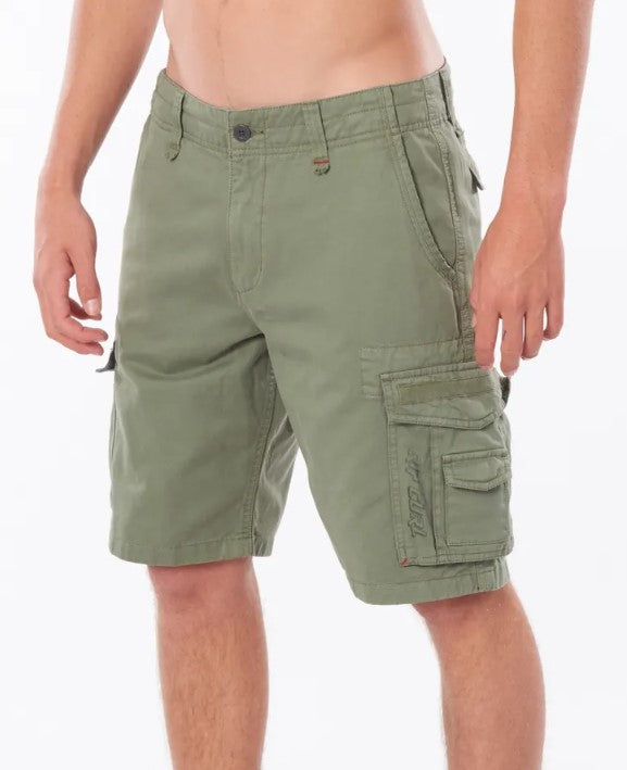 Rip Curl Classic Surf Trail Cargo Shorts in mid green from the front on an angle
