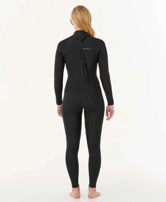 Rip Curl Dawn Patrol 3/2mm Back Zip Womens Wetsuit in black from rear