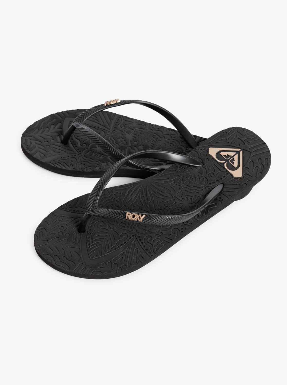 Roxy Antilles 2 Jandals in black with gold logos