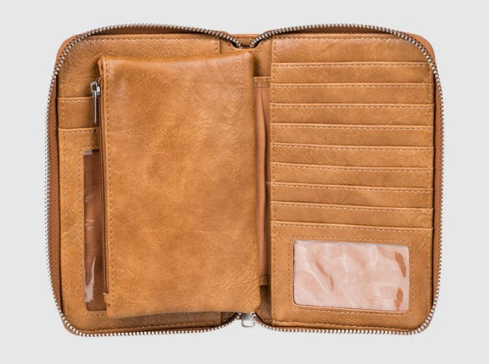 Roxy Back In Brooklyn Zip Around Wallet in camel colourway from inside