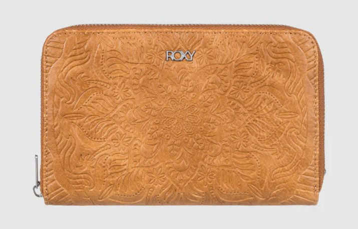 Roxy Back In Brooklyn Zip Around Wallet in camel colourway from front