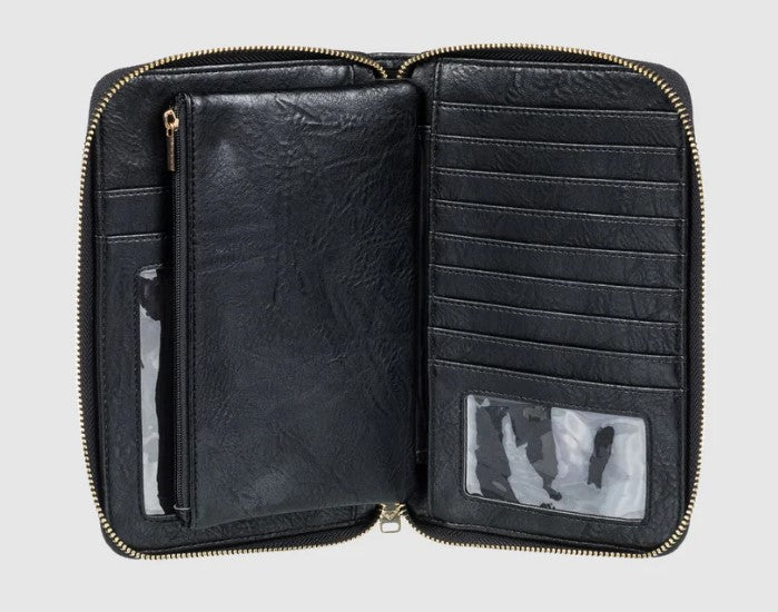 Roxy Magic Happens Zip Around Wallet in anthracite colourway showing inside