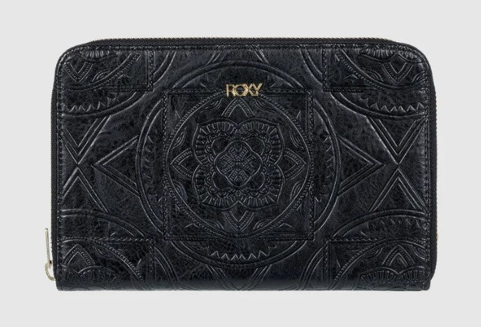 Roxy Magic Happens Zip Around Wallet in anthracite colourway from front