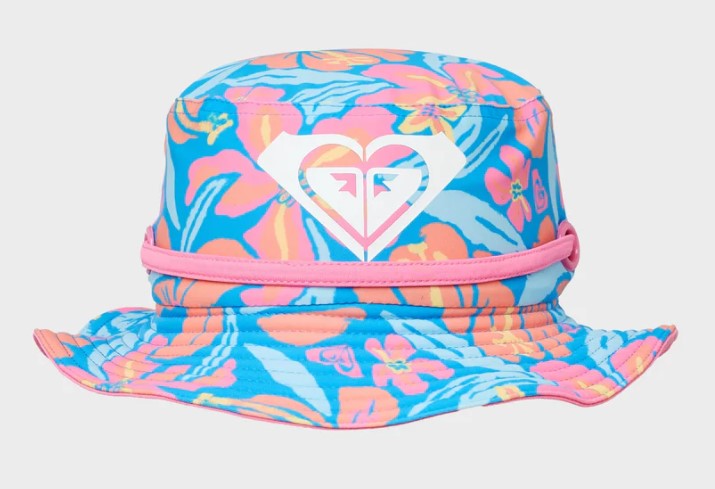 Roxy New Bobby Toddler Girls Swim Hat in malibu blue multi colour