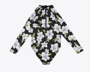 Roxy Of The Pacific Teen Girls Onepiece in anthracite with floral print from rear