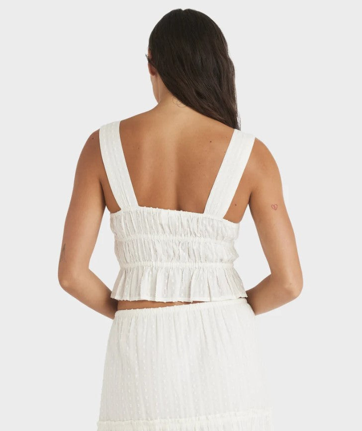 Roxy Sunset Mist Womens Fashion Top in egret white from rear