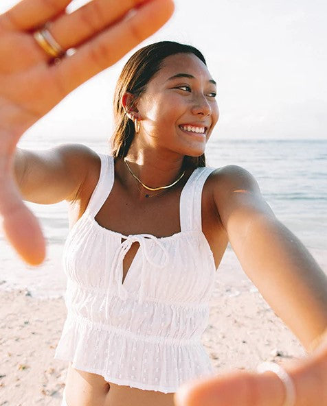 Roxy Sunset Mist Womens Fashion Top in egret white