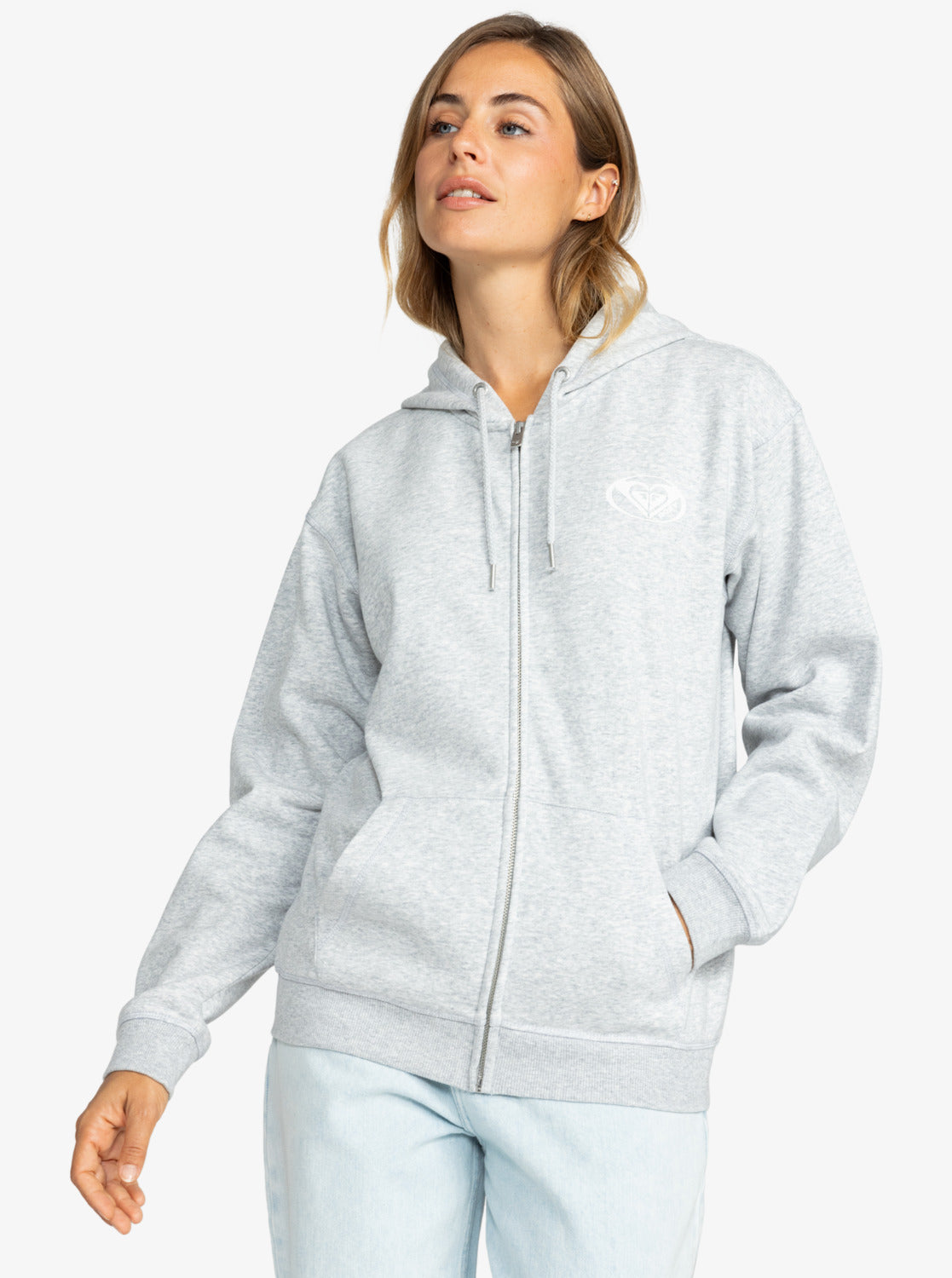 Roxy Surf Stoked Brushed Zip Hoodie in heritage heather colourway