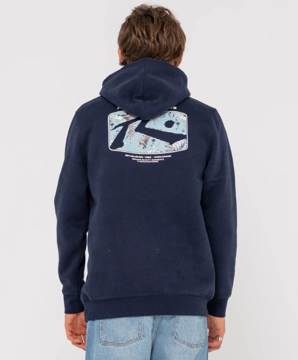 Rusty Advocate Super Fleece Hoodie in navy blue from rear