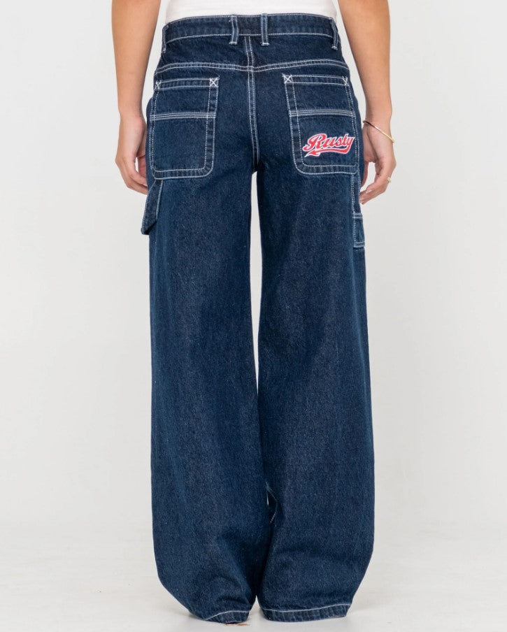 Rusty Billie 2.0 Low Rise Carpenter Jean in indigo colourway from rear