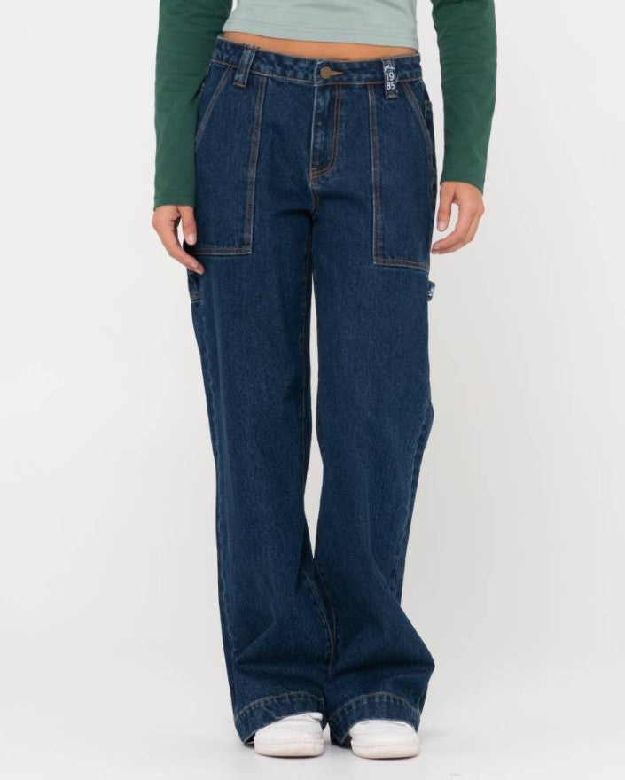 Rusty Billie Low Wide Carpenter Pants in deep blue