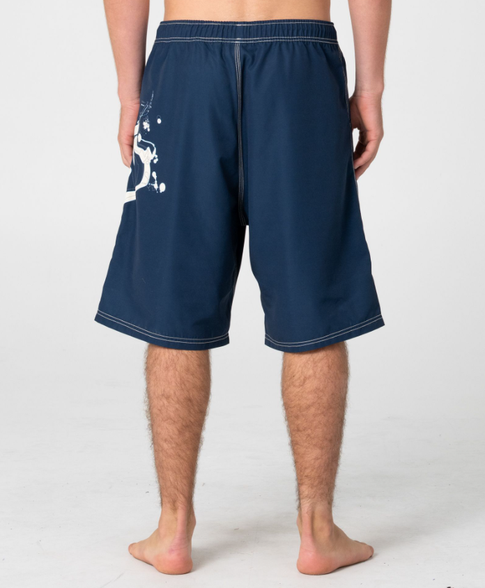 Rusty Ceathair Hybrid Waist 23" Boardshorts in navy from rear close up