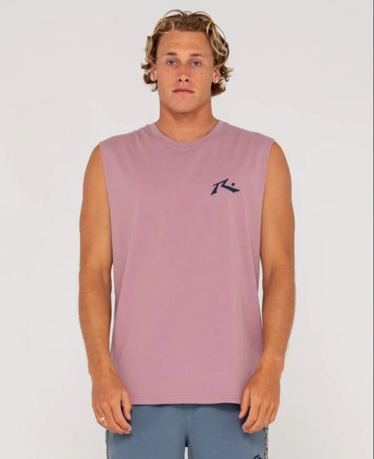 Rusty Competition Muscle Tee in elderberry colour from front