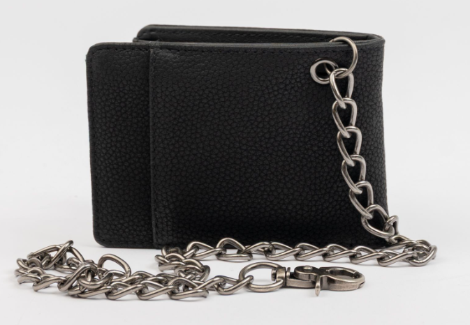 Rusty District Chain PU Wallet in black from rear